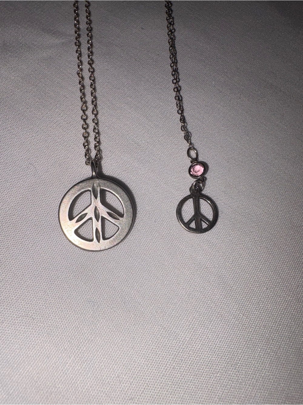 PEACE SIGN 925 Silver Pendant Necklaces 2 piece Lot